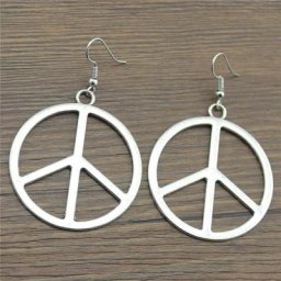 WYSIWYG 2 couleurs 42x42mm mode Simple signe de paix charme balancent boucle d'oreille charme goutte