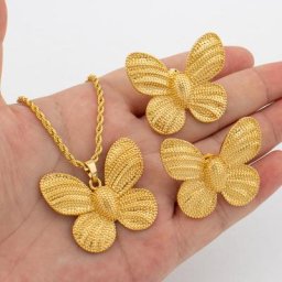 Ensemble de bijoux en or papillon pour Dubaï collier et boucles d'oreilles boucles d'oreilles clip