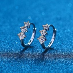 Huggie – boucles d'oreilles créoles en cristal en argent Sterling 925 3 pierres bijoux