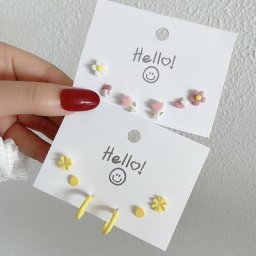 Boucles d'oreilles en céramique acrylique colorée mignon romantique fleur Rose papillon Mini