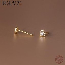 WANTME – Mini boucles d'oreilles brillantes en argent Sterling 925 en forme de cœur Zircon pour