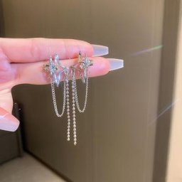 Boucles d'oreilles K-pop Crystal Star JOTassel pour femmes biscuits Y2K croix boucle d'oreille