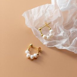 VENTFILLE-Boucles d'oreilles créoles en perles d'argent regardé 925 pour femmes bijoux de mariage