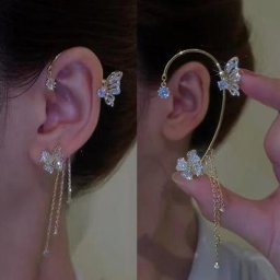 Boucles d'oreilles coréennes en Zircon scintillant pour femmes sans Piercing fleur papillon Clip