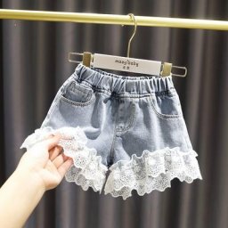 IENENS-Shorts en jean pour filles pantalons courts en denim pour enfants shorts en dentelle pour
