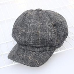 Chapeau octogonal en laine pour femmes béret décontracté à carreaux artistique britannique à la