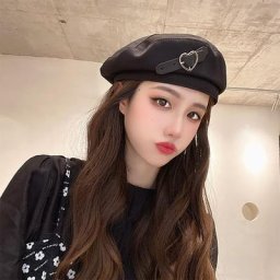 Bérets en cuir à boucle pour femmes chapeau de peintre français Vintage chapeau octogonal pour