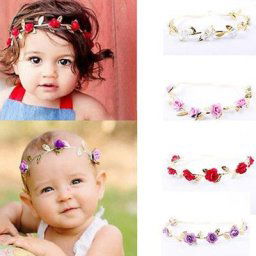 Bandeau élastique pour les cheveux nouveau mignon pour garçons et filles fleur Rose accessoires