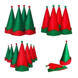 Chapeau de père noël à la mode chapeau de noël rouge et vert chapeau à bout pointu pour fête de