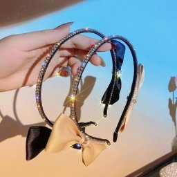 Bandeau en strass pour femmes Double face ruban nœud papillon accessoires pour cheveux bijoux