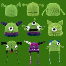 Bonnet d'Halloween unisexe cagoule chapeau Monster Shrek tricoté à la main chapeaux de fête