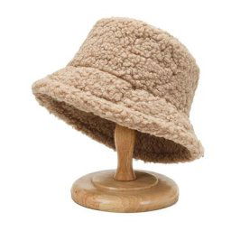 Casquette Panama pour femmes chapeau seau chaud en laine d'agneau pour l'extérieur décontracté