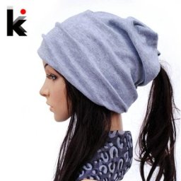 Bonnets de printemps et d'automne pour femmes écharpe à double usage chapeau à la mode en coton
