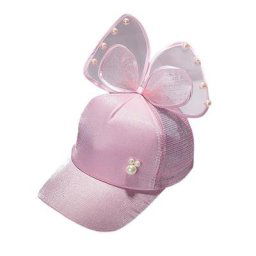 Casquettes de Baseball en maille à paillettes pour enfants à la mode avec grand nœud d'oreille