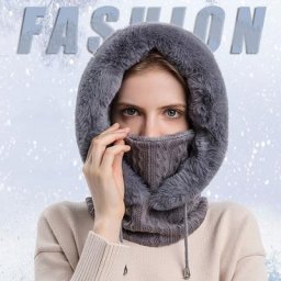 Ensemble de masque de bonnet de fourrure d'hiver pour les femmes bonnets moelleux en peluche