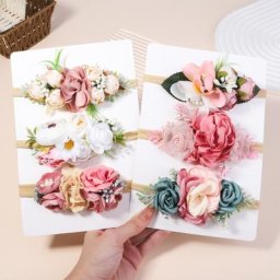 Bandeau artificiel astique en Nylon à Fleurs Artificielles pour Bébé Fille 1 Pièce Fait à la Main