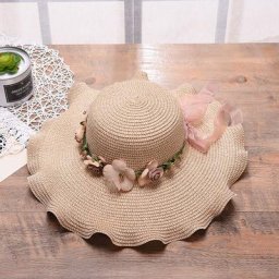 Chapeau de plage à Large bord pour femmes Protection solaire en paille pliable pour l'été