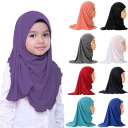 Écharpe de Sauna Arabe Islamique pour Fille de 2 à 7 Ans Châle Hijab Musulman Turban à Fleurs