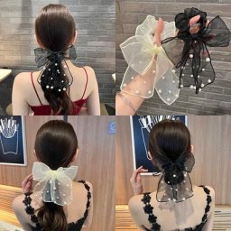 Chouchous à fleurs avec perles pour femmes et filles bandes élastiques pour cheveux accessoires