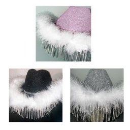 MXMB – chapeau de cow-boy à paillettes avec bord en plumes avec pompon pour mariage