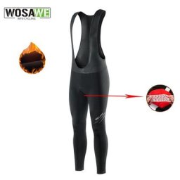 Wosawe-Pantalon à bretelles de cyclisme d'hiver collants chauds thermique sourire coupe-vent