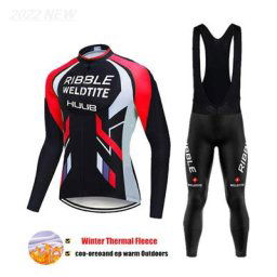 Maillot de cyclisme en polaire à manches longues ensemble thermique de vtt vêtements de vélo de