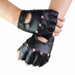 Gants noirs unisexes 1 paire en cuir synthétique sans doigts pour la conduite pour femmes et