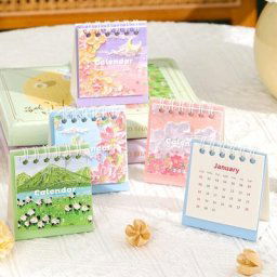 Mini calendrier de bureau de la série de peinture à l'huile mémo de rappel ornements de décoration