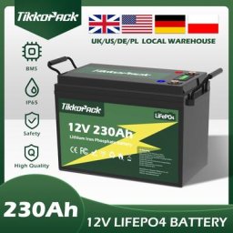 TIKKOPACK 12V 230Ah LiFePO4 Batterie avec 200A BMS Cellules Lithium Fer Phosphate Pour Système de