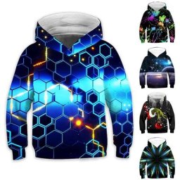 Pull à capuche à col rond pour enfants pull imprimé mode garçon manches longues poche automne