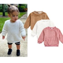 Sweat à capuche moelleux à manches longues et col rond pour bébés filles vêtements décontractés en