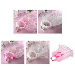 Long Voile de Mariage en Tulle Délicat Plissé à Fleurs pour Fille Accessoires de ix