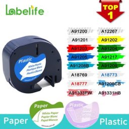 Labelife – ruban d'étiquettes 91201 12267 91200 étiquettes couleur Compatible pour dymo letratag