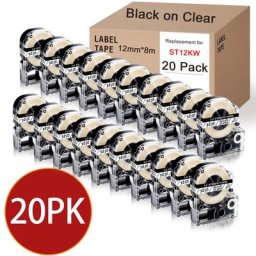 Ruban adhésif ST12KW pour imprimante EPSON kingji lot de 20 noir sur blanc SS12KW LC-4WBN LK-4WBN