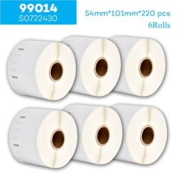 6 Rouleaux Compatible Dymo Label 99014 Rouleau Papier 54*101mm étiquettes pour DYMO Labelampa er