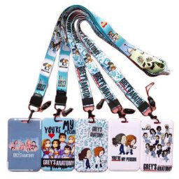 Grey's Anatomy Cartoon Credit Holder Keychains Neck Lanyard for Pass Card Anime Credit Card