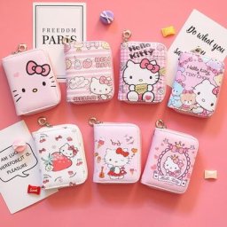 Hello Kitty-Porte-monnaie à fermeture éclair de dessin animé mignon court mini porte-monnaie sac à