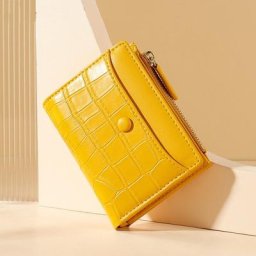 Portefeuille en cuir PU pour femme petit sac à main à motif de pierre poche à monnaie zippée sac
