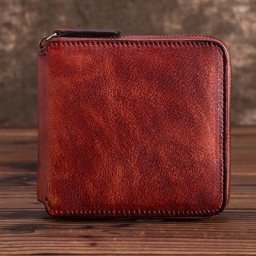 Sac à main à fermeture éclair pour femmes peau naturelle multi-cartes poche pour monnaie rétro
