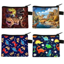 Portefeuille imprimé dinosaure pour enfants porte-monnaie de dessin animé sac de rangement carré