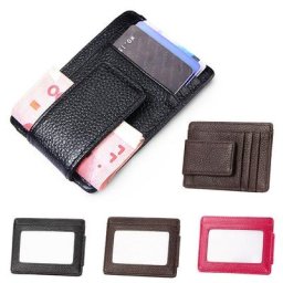 Pince à billets en cuir pour homme poche avant mince portefeuille porte-carte d'identité et de