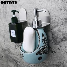 Distributeur mural de Gel douche et savon en acier inoxydable porte-bouteille crochet suspendu