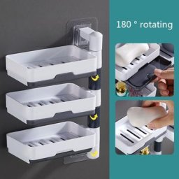 Porte-savon mural rotatif multicouche auto-adhésif pour le bureau la cuisine la maison le
