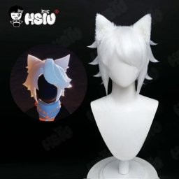 Perruque de cosplay ciel pour enfants de la lumière cheveux courts blancs fibre ultraviolette