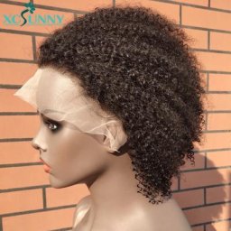 Afro Kinky Curly Pixie Cut Wig for Women Short Bob Wig Human Hair Cheap Transparent 13