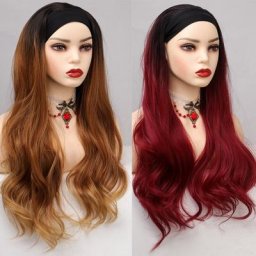 MANWEI – perruque longue ondulée brune pour femmes noires en Fiber résistante à la chaleur couleur