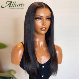 Perruque Lace Front Brésilienne Naturelle Cheveux Longs et Lisses Sans Colle T-part Pre-Plucked