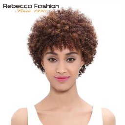 Rebecca-Perruque Brésilienne Naturelle Afro Cheveux Crépus Bouclés Courts Faite à la Machine