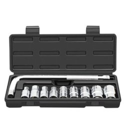 Impact Socket Set Chrome Vanadium Steel 1/2-inch Drive 8‑24mm Sockets with Storage Box & L‑Shape