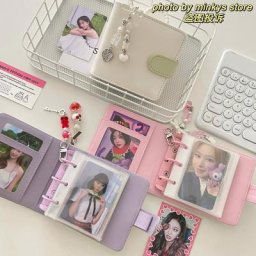 MINKYS – livre à photos Kpop en cuir PU 3 anneaux avec 20 manches jeu de cartes Photo Idol